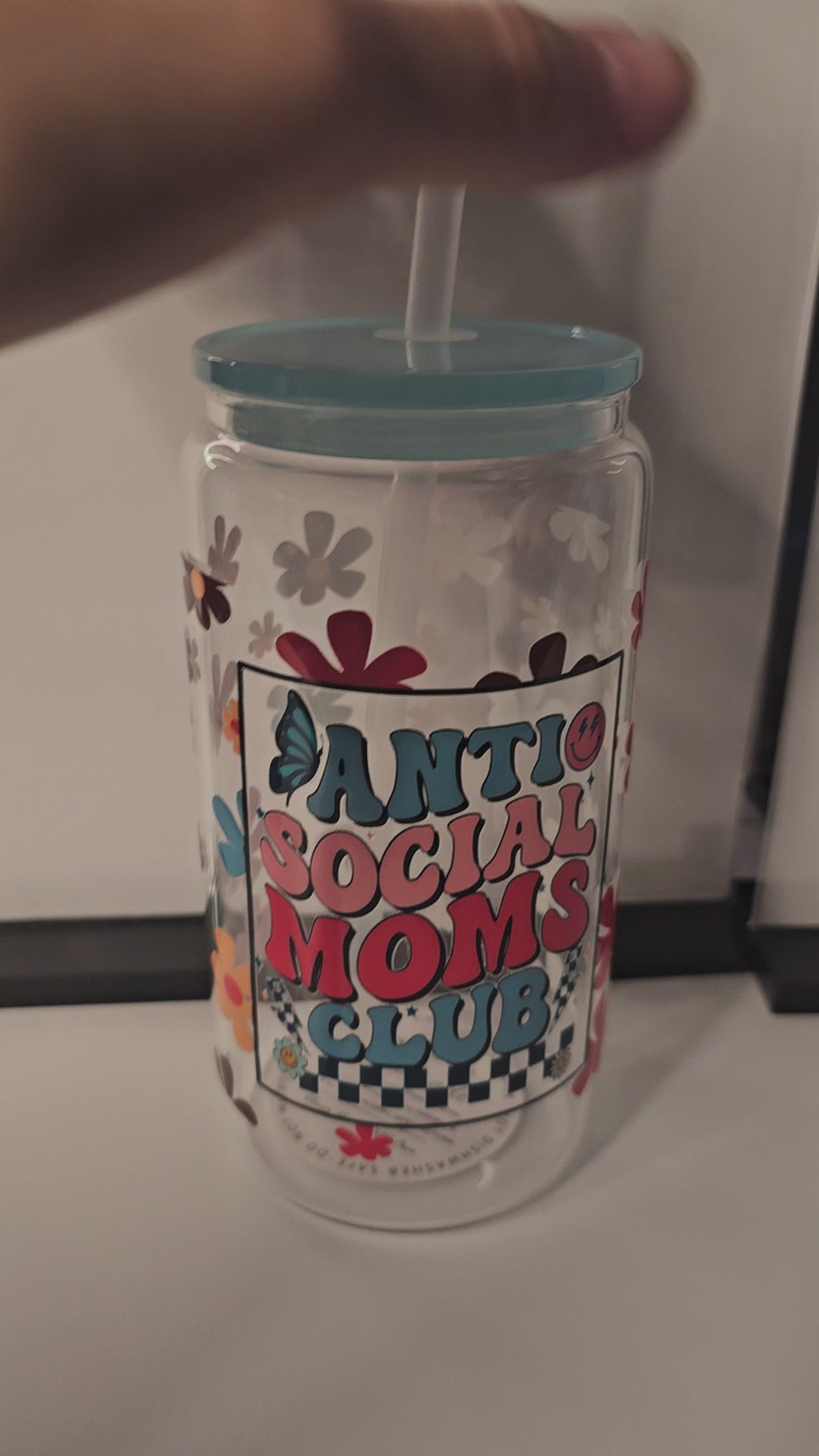 16 oz anti-social moms club glass cup