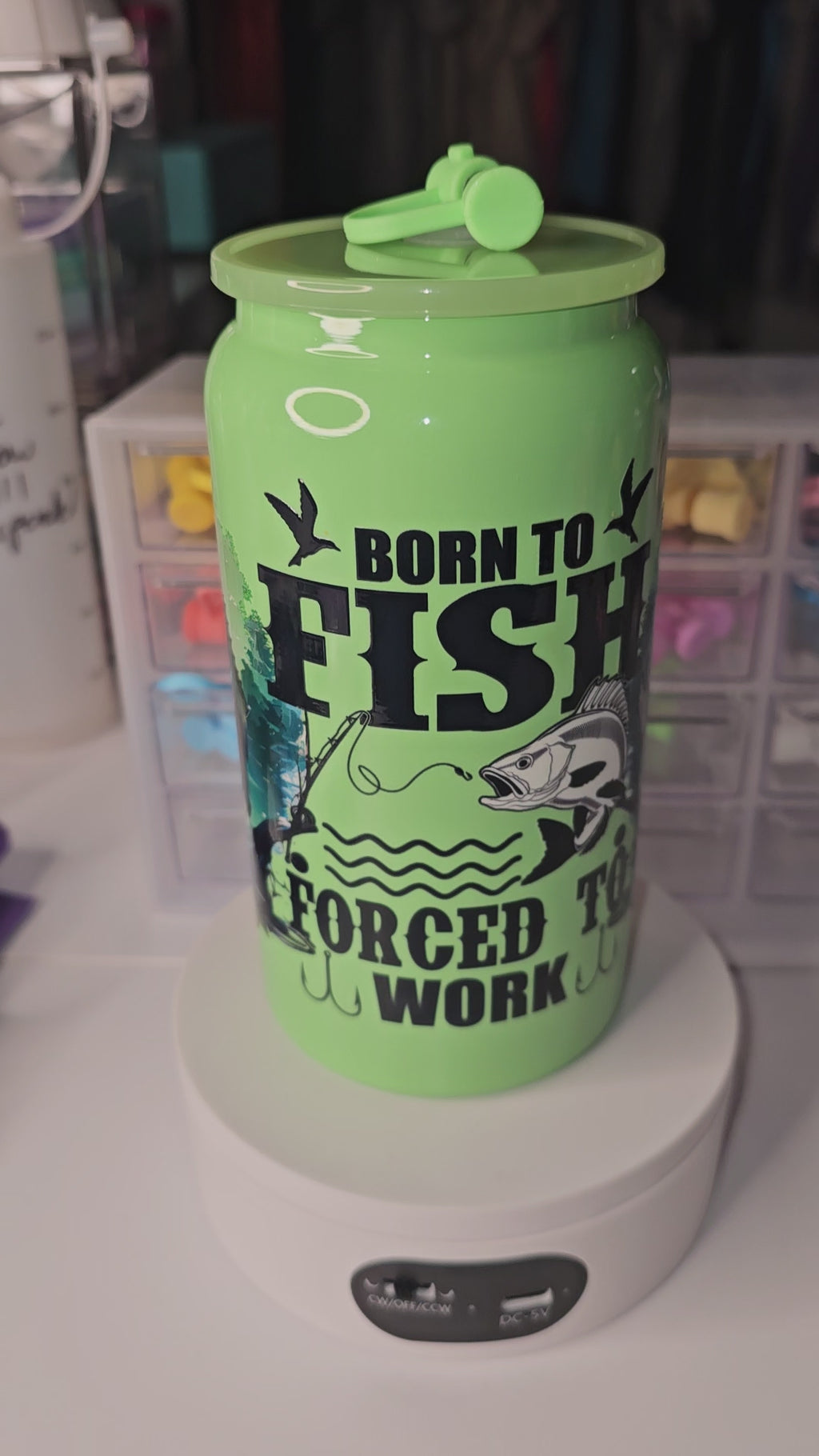 16 oz stainless steel born to fish cup