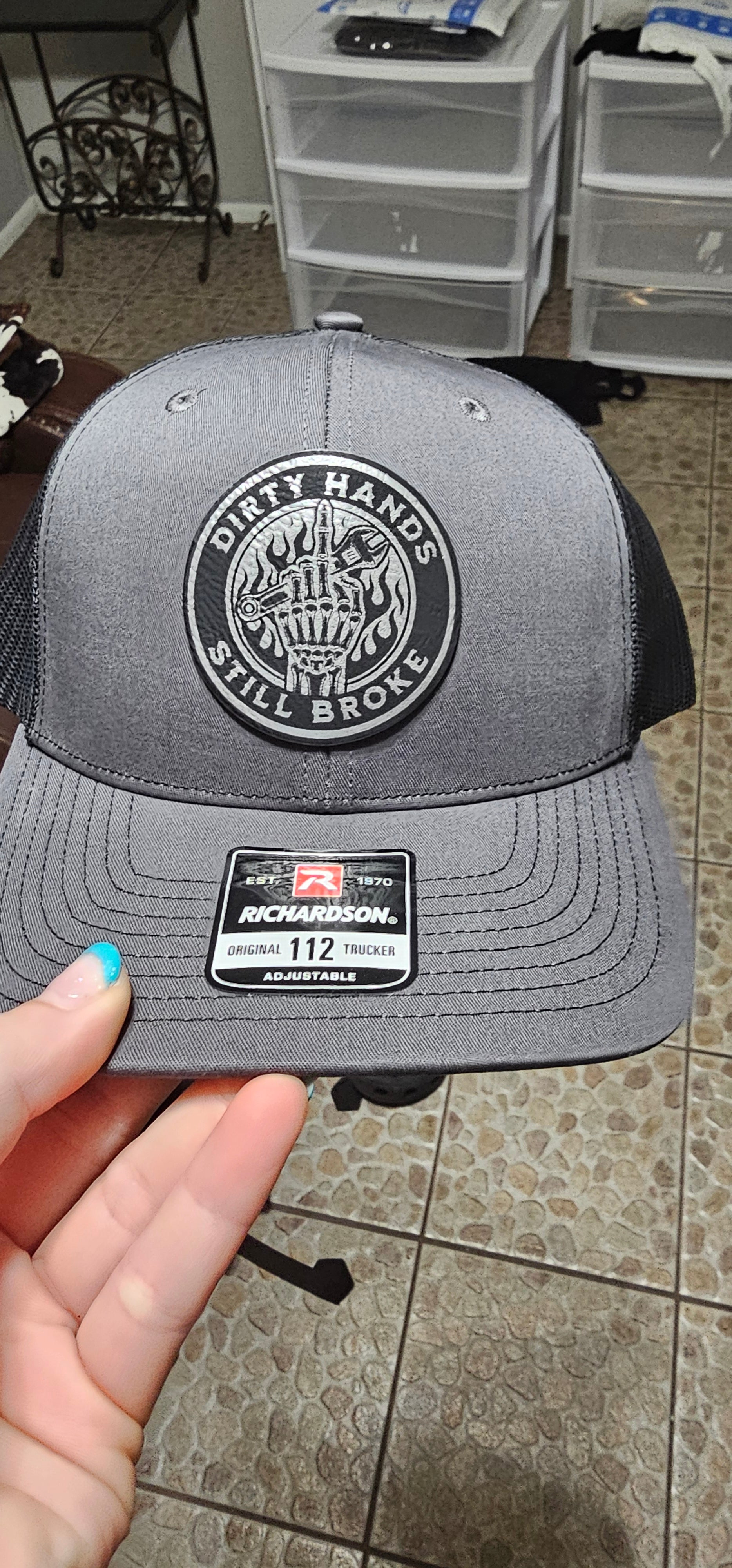Dirty hands still broke grey richardson hat