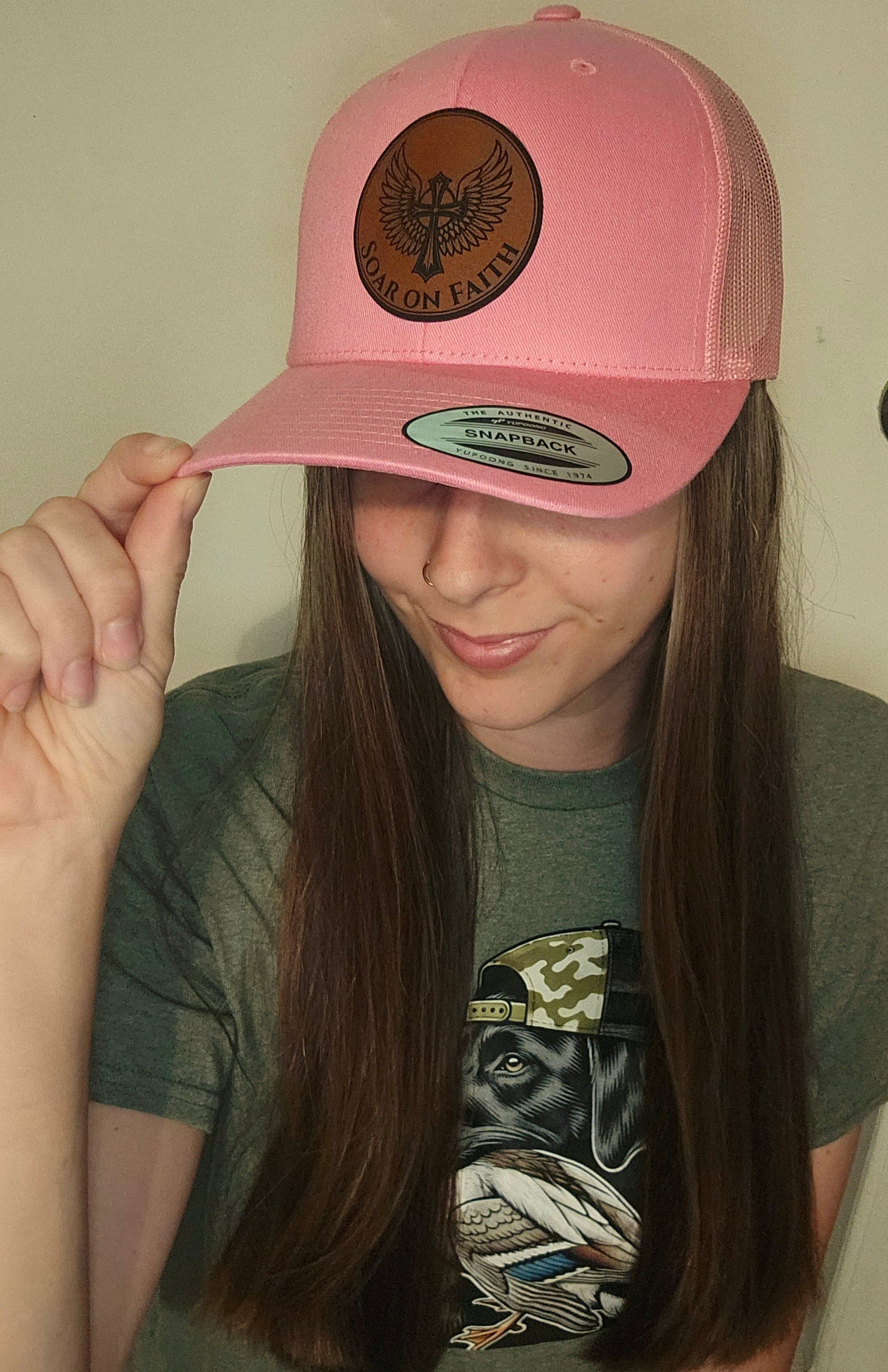 Richardson soar on faith trucker hat black with brown patch