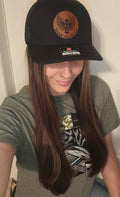 Richardson soar on faith trucker hat black with brown patch