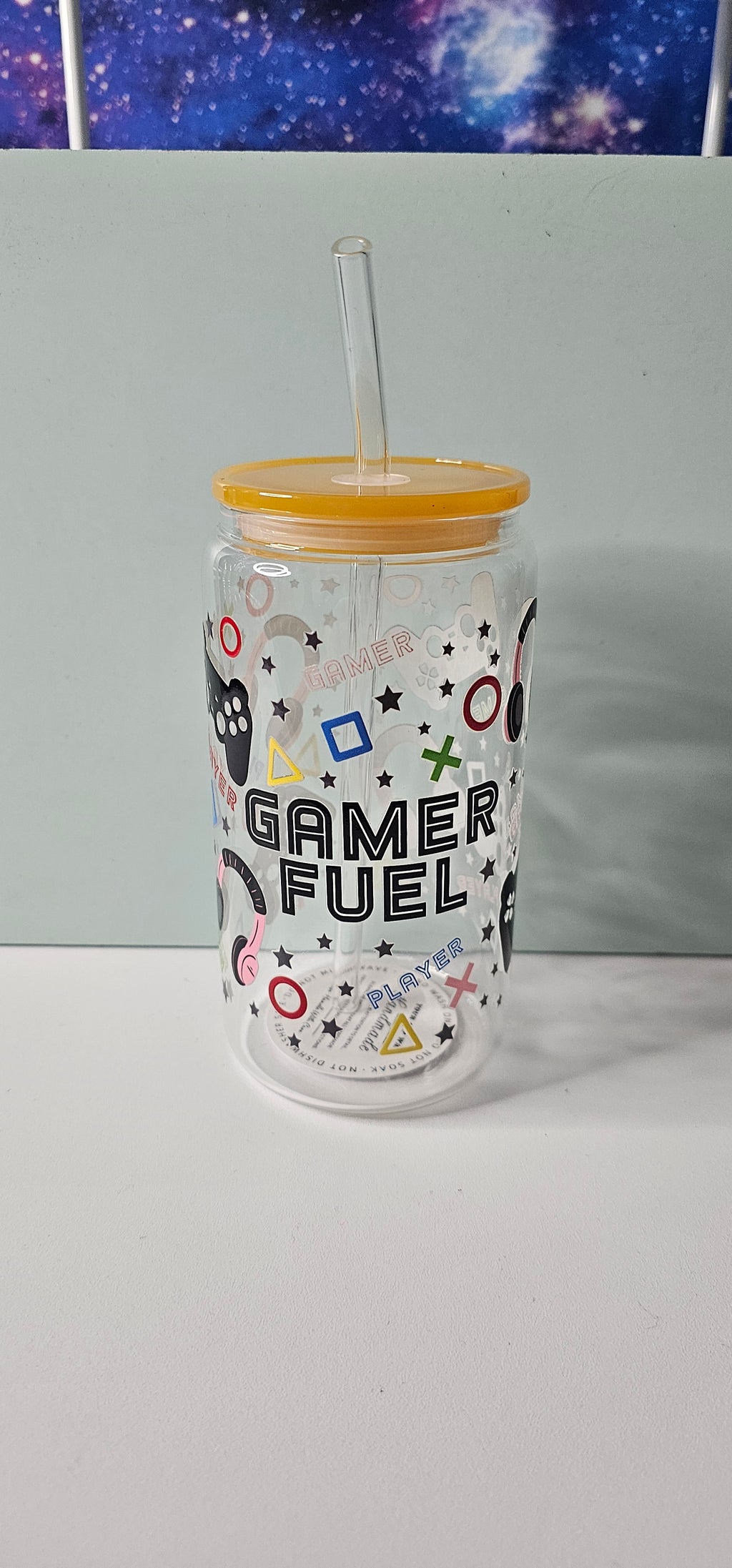 16 oz gamer fuel glass cup
