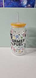 16 oz gamer fuel glass cup
