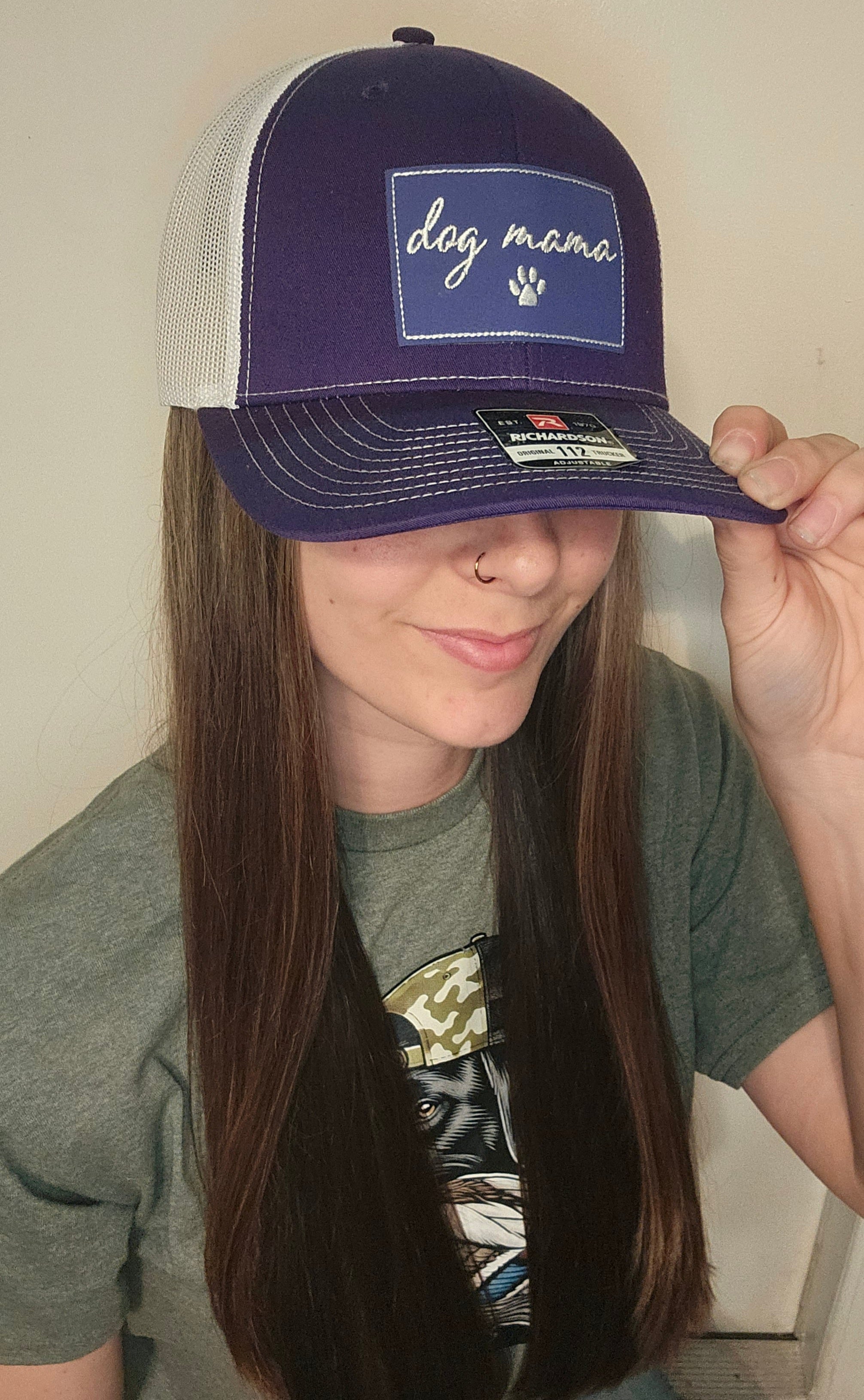 Purple dog mama richardson hat with purple patch