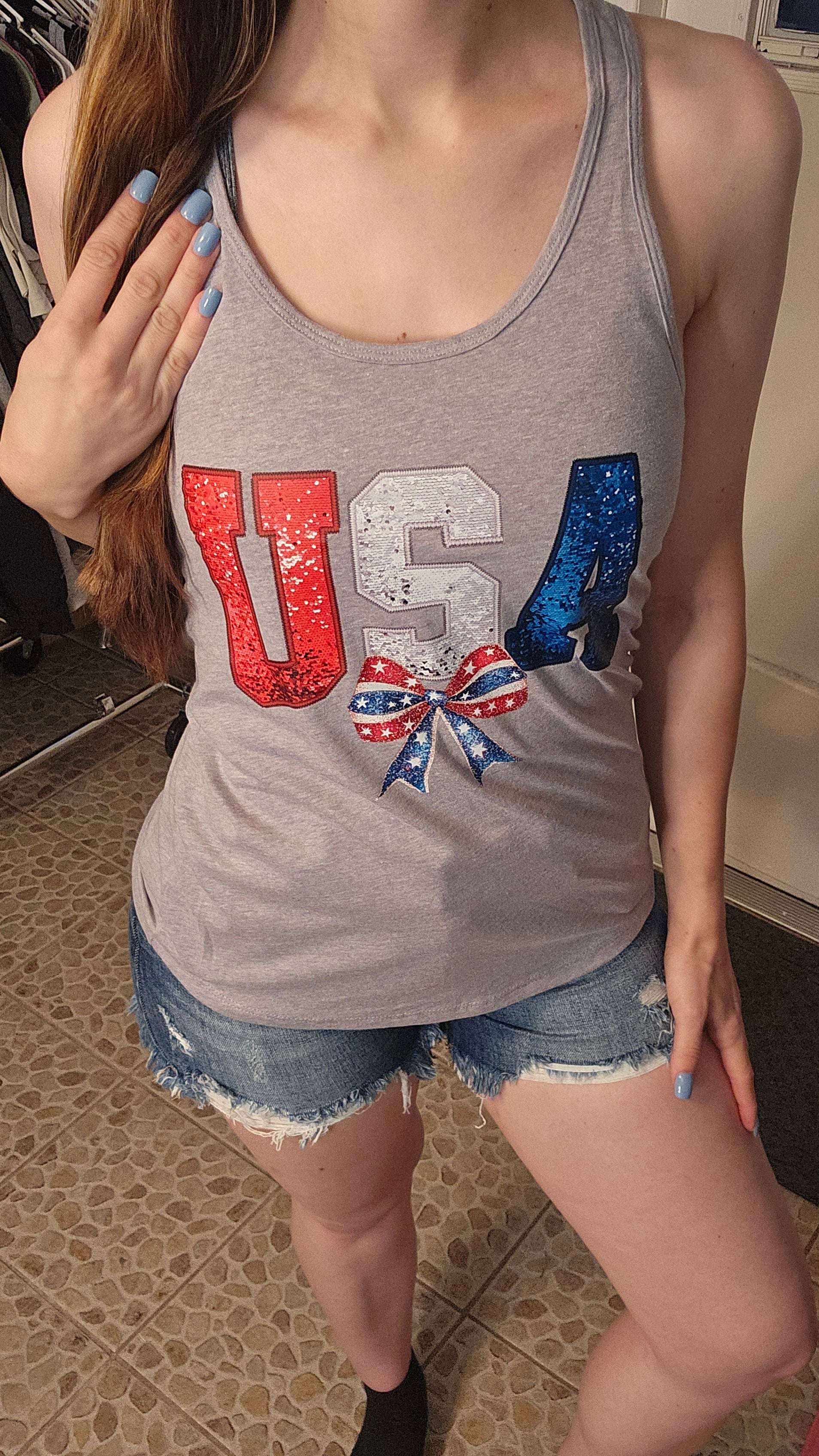 USA grey tank top