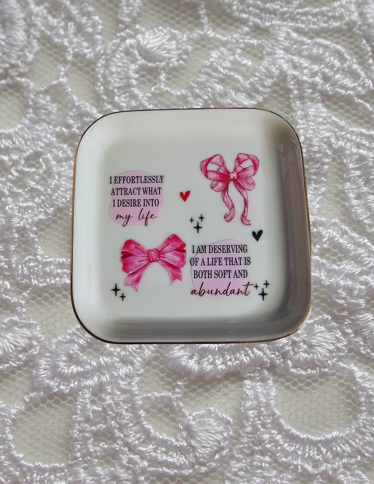 Ceramic trinket dish daily affirmations