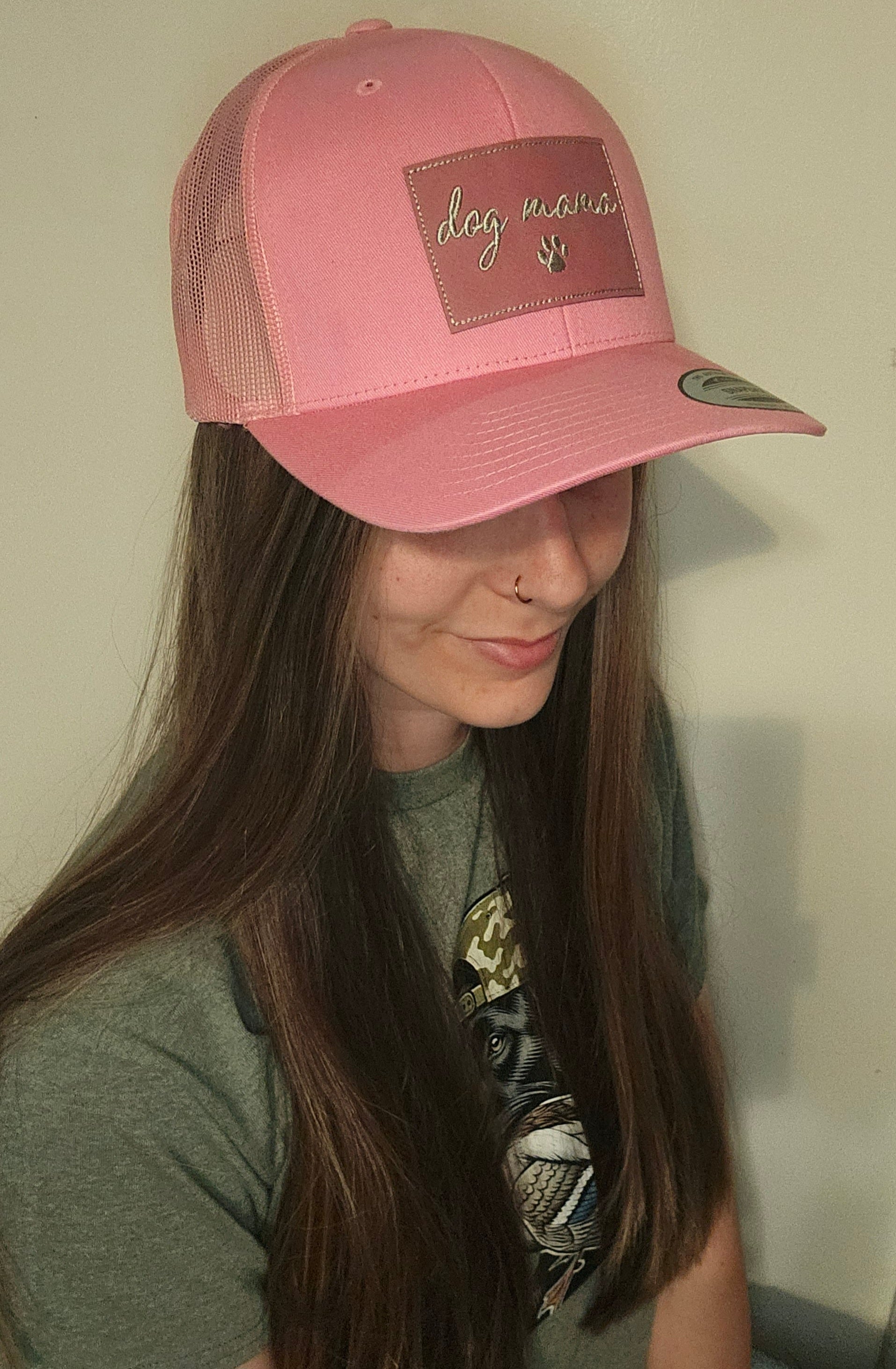 Pink dog mama richardson hat with pink patch